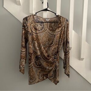 Vintage Rave Brown/ Tan Paisley Top